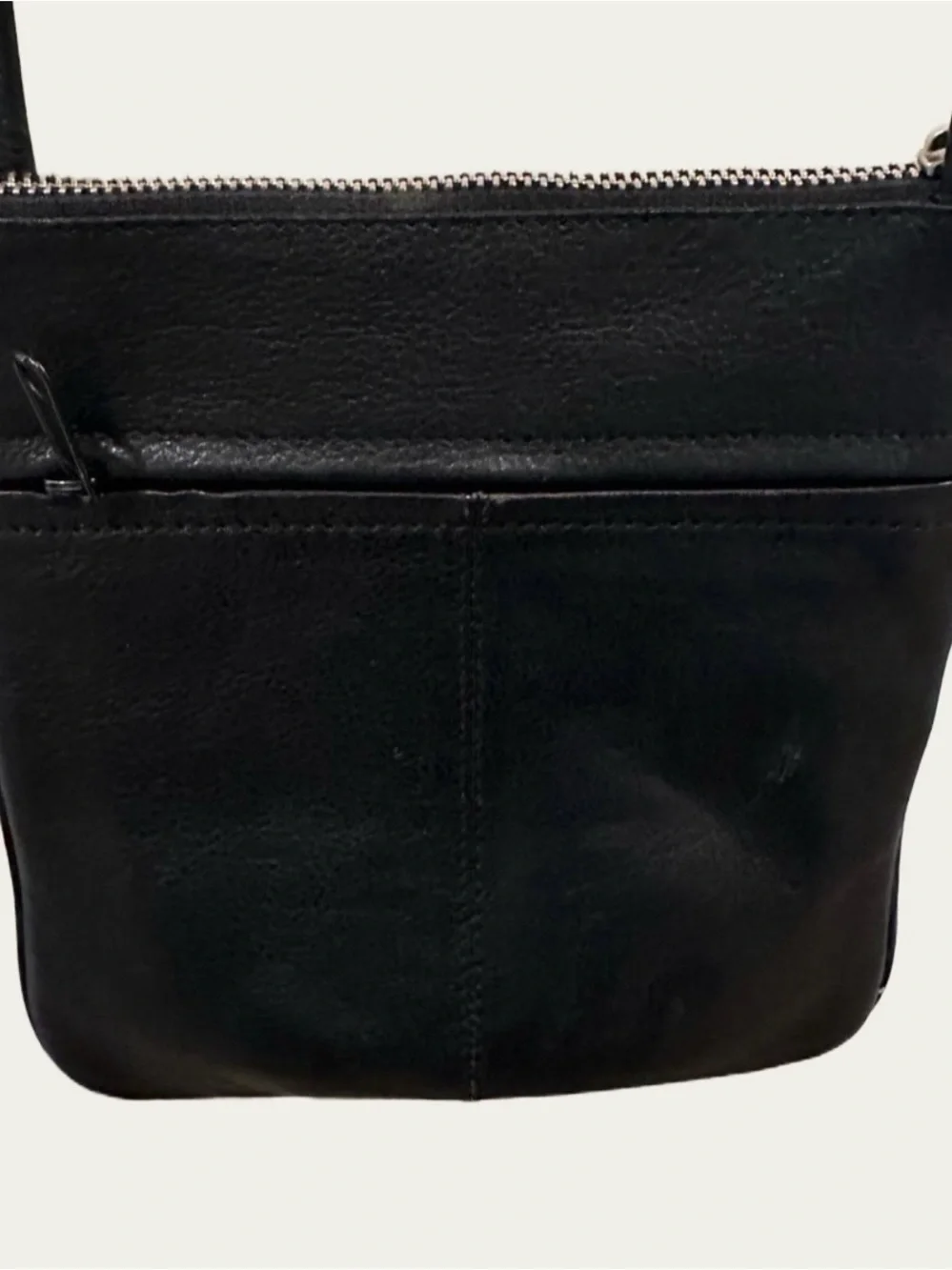 Vintage Paul & Taylor Black Leather Crossbody Multi Zippered Pocket Bag